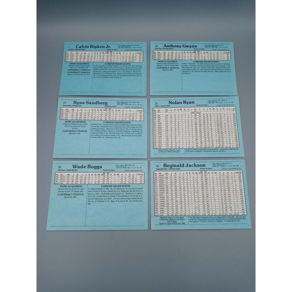 Cal Ripken, Nolan Ryan, Ryan Sandberg, Wade Boggs, Tony Gwynn + Baseball Cards - Picture 2 of 3